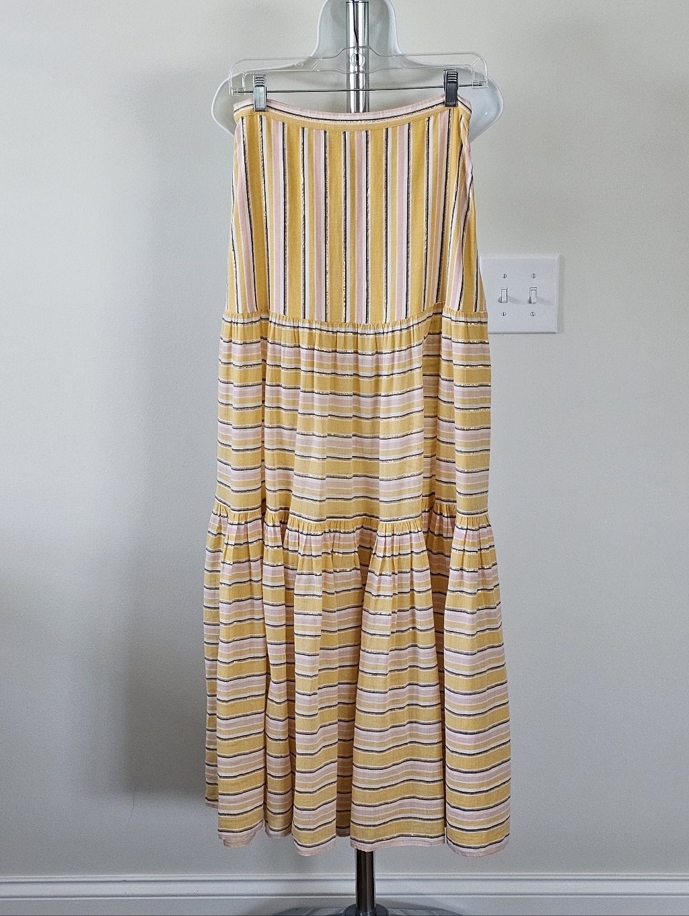 Veronica Beard Serence Skirt Yellow With Metallic Detail Size Small - Picture 2 of 5